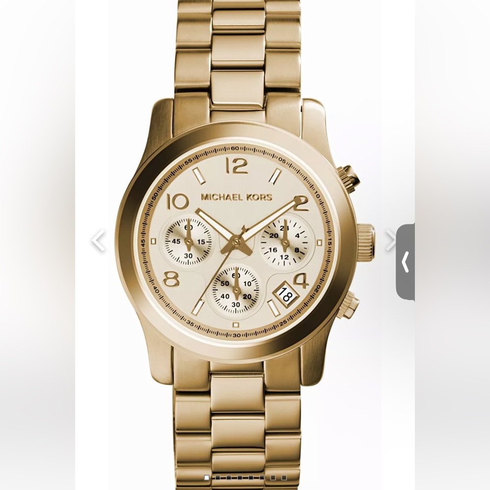 Michael Kors Runway MK5055 Gold Tone Chronograph Watch 38mm Authentic
